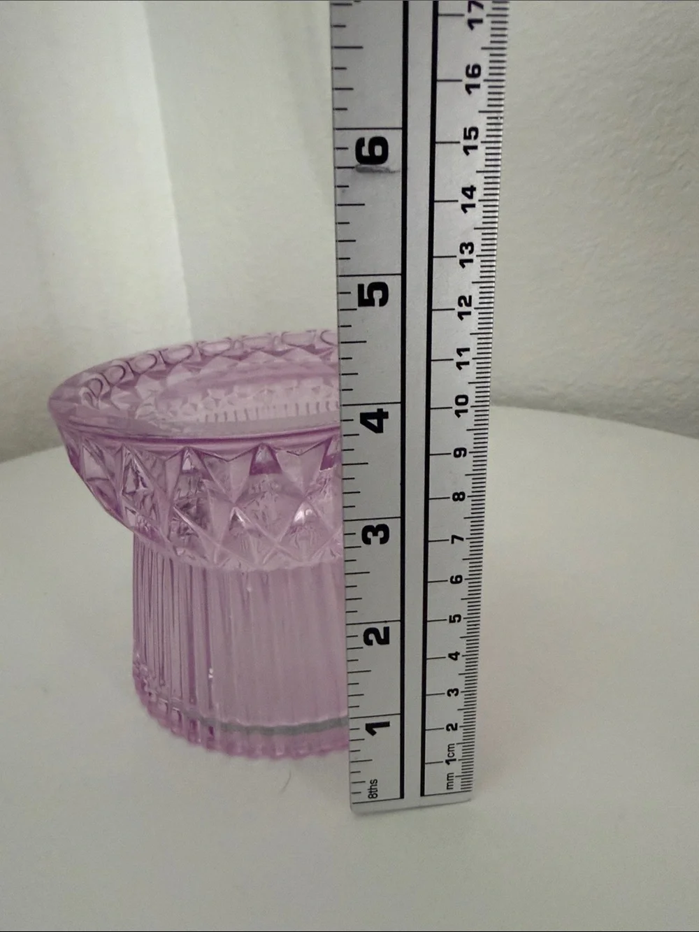 Bath & body Works Purple Pressed Glass Pedestal 3 Wick Candle Holder